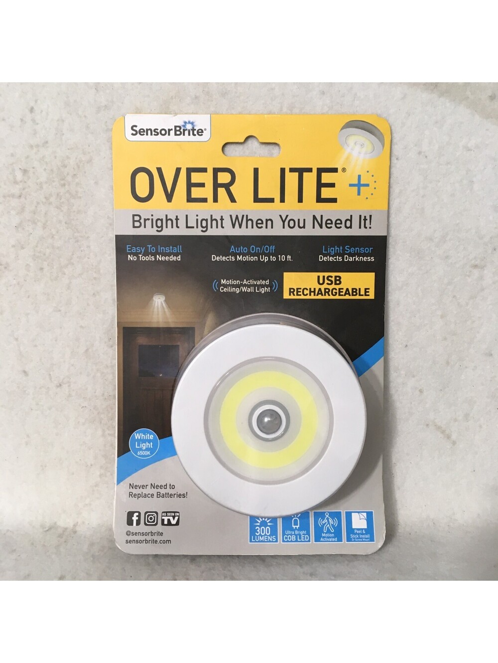 Sensor Brite Over Lite Ultra+ Motion Activated LED Rechargeable Night Light
